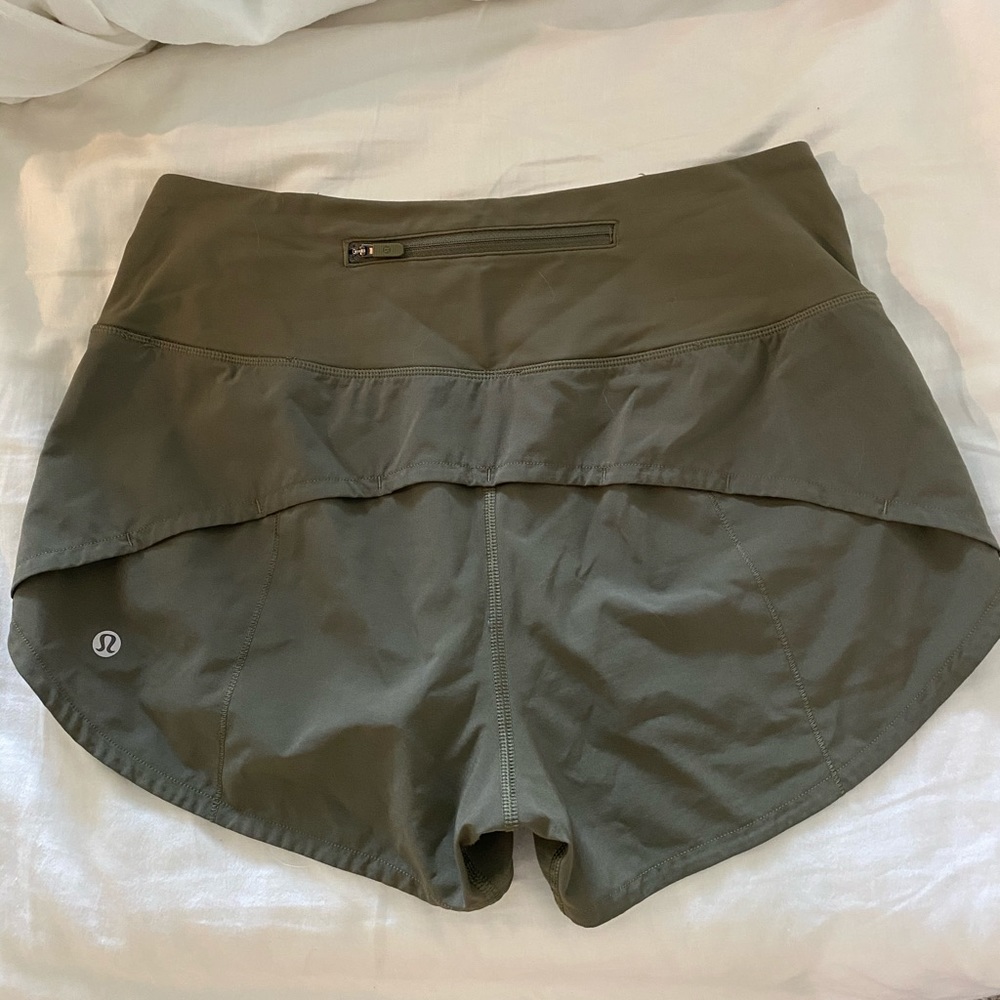 Lululemon high rise speed shorts forest green
